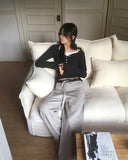 Tamo Back Star Star Color Matching Knit Pants