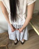 Kamming seersucker check tiered banding midi skirt