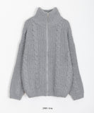 [unisex] Mercule mix color cable knit zip-up