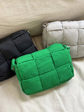 [With Pouch] Pulson Square Grid Padding Nylon Square Shoulder Cross Bag