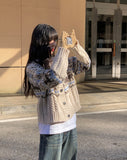 Buffy Nordic Vintage High Neck Knit Cardigan