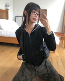 [MADE] Cumming Lace Cut Pocket Two-Way Long Sleeve Hooded Zip-Up