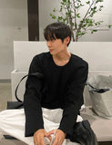U-neck silky cotton long sleeve tee
