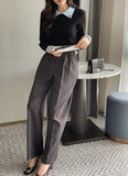Known Brushed Two Pin Tuck Wide Slacks