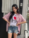 Fruity Pocket Stripe Roll-up Short Sleeve Shirt