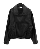 Double-collar leather rider jacket