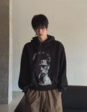 B-Pit Printed Snap Balloon Crop Hoodie