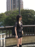 Molly Check Short Sleeve Slim Cardigan