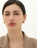 Champagne Full Moon Silver Grip One Touch Earrings