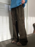 Tonijon Pocket Cotton Banding Long Wide Cargo Pants