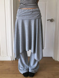 [MADE/Skirt+Pants SET] Forin Bootcut Pants Unbalance Shirring Flare Layered Skirt