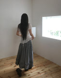 Leyou Frill Tiered Banding Long Skirt