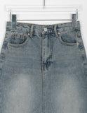 Coran washed denim long skirt