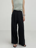 Cooling silhouette two-tuck wide slacks