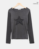 Emu Star Patch Striped Long Sleeve T-shirt