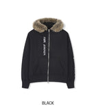 Amor brushed Raccoon Fur Hooded Zip-Up