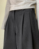 [BAONHAUS] Pikin Black Blue Pin Tuck Denim Wide Pants