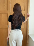 Tory Round Ribbed Span Short Sleeve T-shirt
