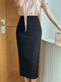 Laend Cool Basic Back Slit H-Line Skirt
