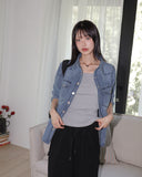 Shuffle western incision pocket long sleeve denim shirt