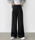 Inner Button Adjust Waist Adjustment Wide Slacks Pants