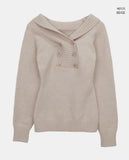 Oin Double Button Off-Shoulder Knit