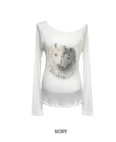 Pony Printing One Shoulder Long Sleeve