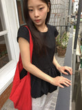 Ahidi Balloon Pumpkin Cap Sleeve Blouse