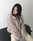 Sevin Collar Two-Tone Fur Jacket