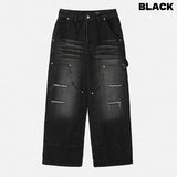 Denti damage brush denim pants