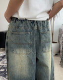 Lepin Washed Banding Denim Pants