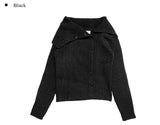 Vida button open neck ribbed knit