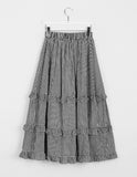 Lainyu Check Frill Tiered Long Skirt