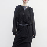 Beuneo see-through string hooded zip-up