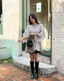 Charili Frill Long Blouse Knit Vest Two-Piece
