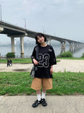 [unisex] Hirom Mesh Sporty Lettering Over Short Sleeve Tee