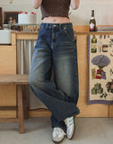 Lock Adjust Button Balloon Denim Pants