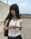 Nelly off-lace frill sleeveless blouse