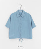Kinnews String Crop Nylon Short Sleeve Shirt