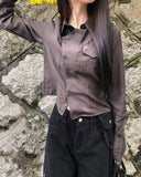 Cuhi Diagonal Button One-Pocket Collar Shirt