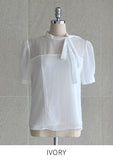 Melania See-Through Ribbon Tie Blouse