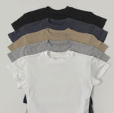 Span Slim Plain Short Sleeve T-shirt