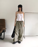Pson lace tiered ribbon strap sleeveless blouse