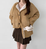 Suede Fleece Crop Jacket Mini Cross Bag Set