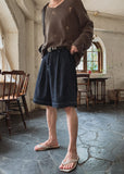 Pao Back Elastic Bermuda Denim Pants