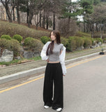 Four-Season Folding Volume Fit Wide Banding Pants