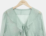 Mauve Frill See-through Blouse
