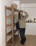 Nian incision washed wide denim pants