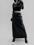 Kid Low Leather Long Skirt