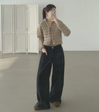Brushed Corduroy Hem Snap Cut Pin Tuck Adjust Wide Balloon Pants